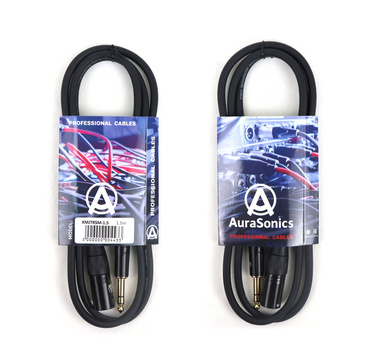 AuraSonics XMJTRSM-1.5 кабель микрофонный XLR3(m) - 1/4" Jack TRS, 1.5м, черный - Поставка звукового, светового, видео и сценического оборудования. Аудиовизуальные решения.