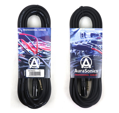 AuraSonics XMJTRSM-6 кабель микрофонный XLR3(m) - 1/4" Jack TRS, 6м, черный - Поставка звукового, светового, видео и сценического оборудования. Аудиовизуальные решения.